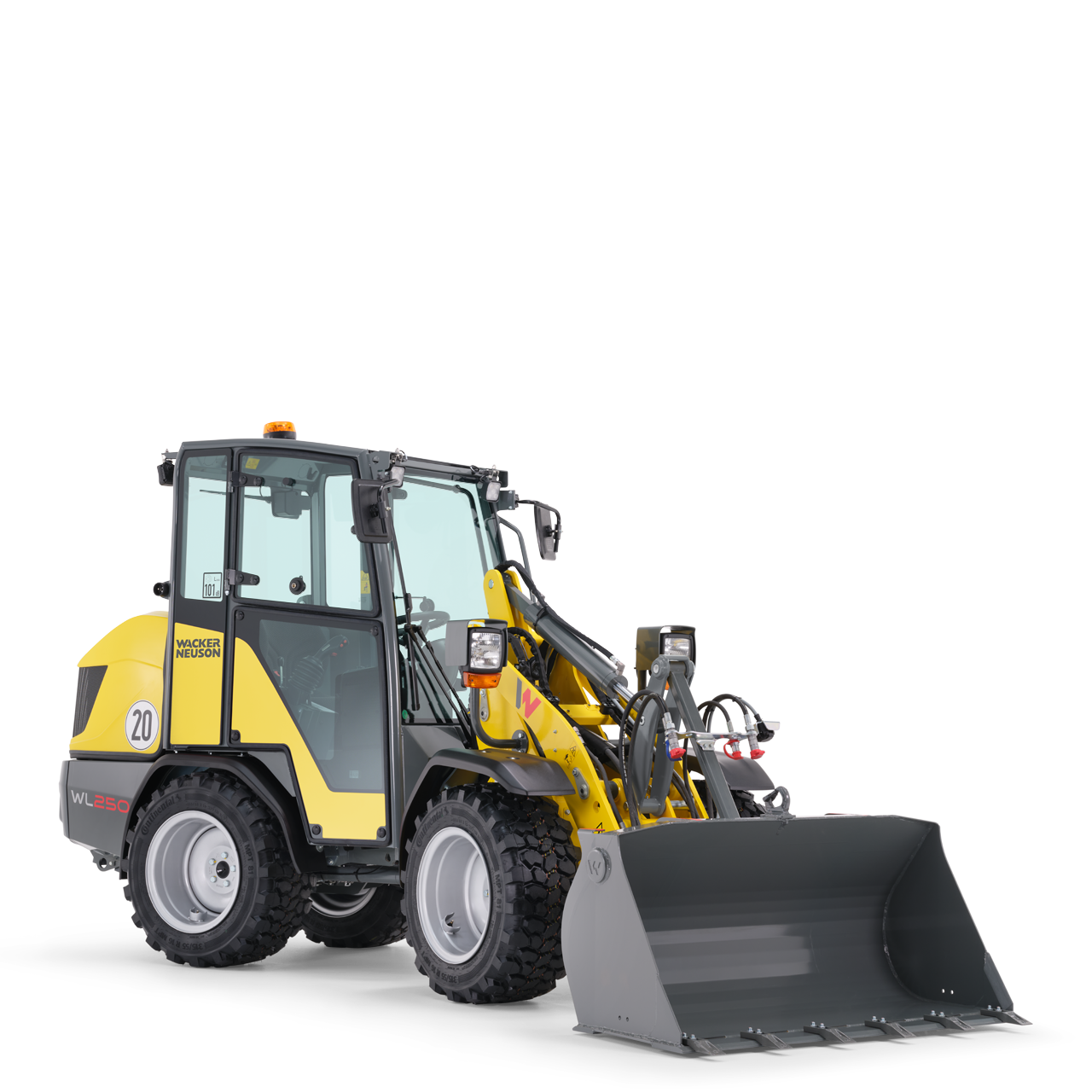 Wacker Neuson wheel loader WL250 with light goods bucket, studio